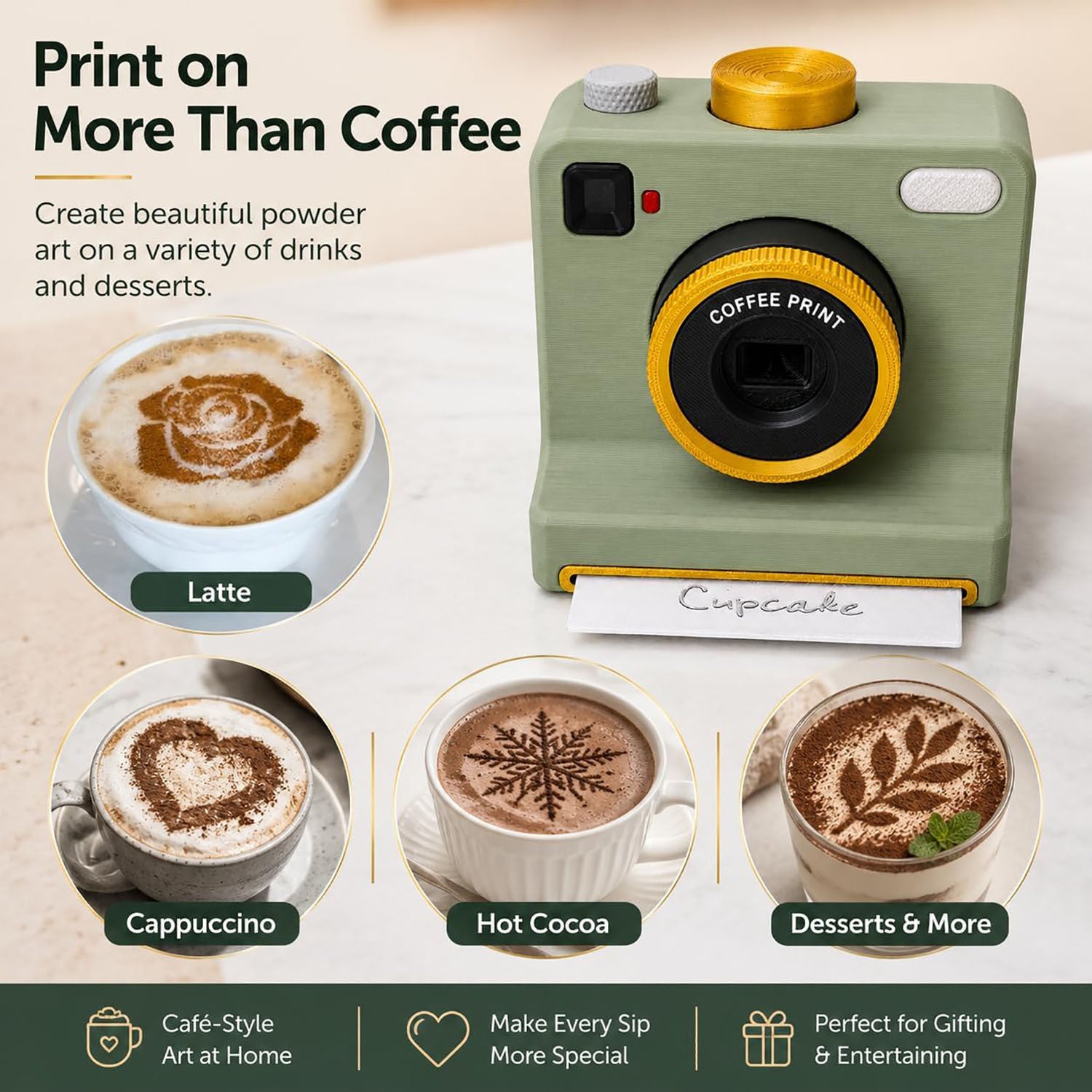 Manual Coffee Art Printer with 3D Design