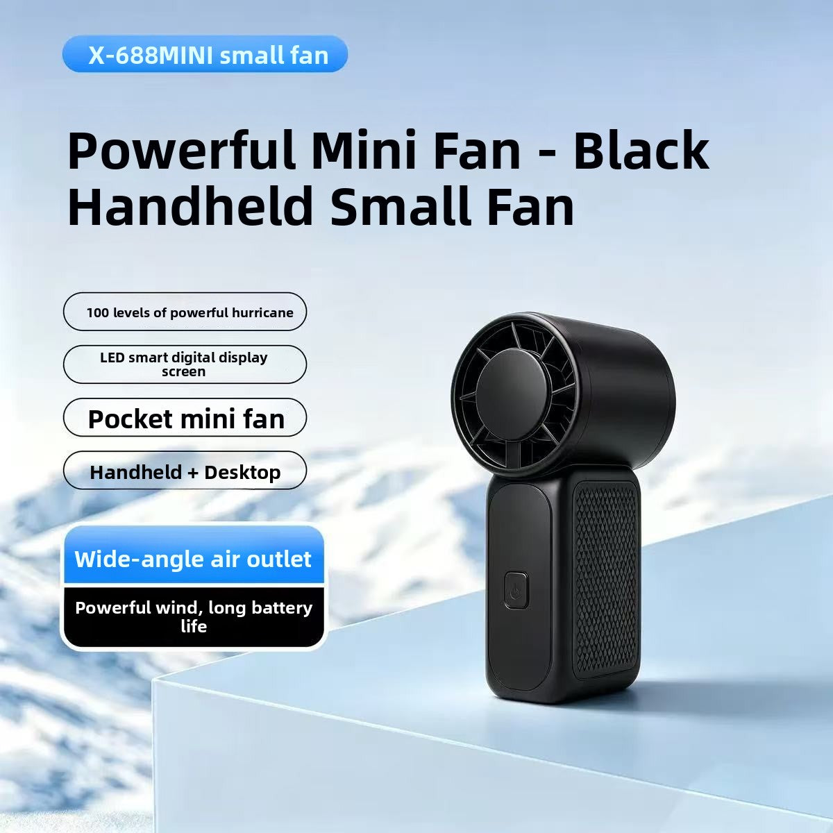 Portable Rechargeable Digital Display Handheld Fan