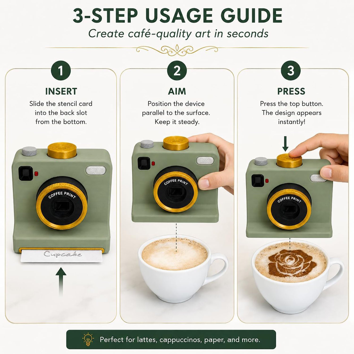 Manual Coffee Art Printer with 3D Design