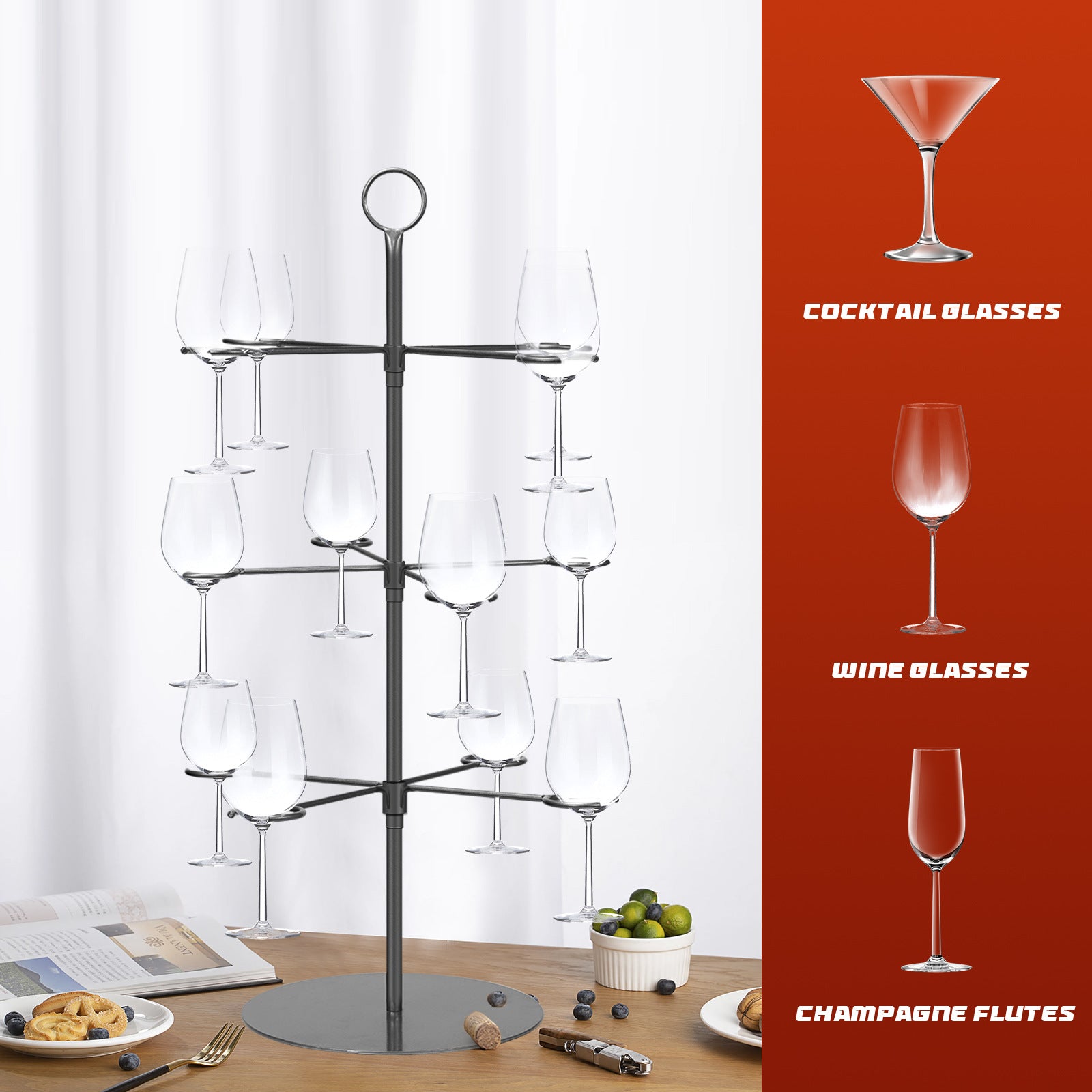Decorative Iron Wine Glass Holder Storage Rack