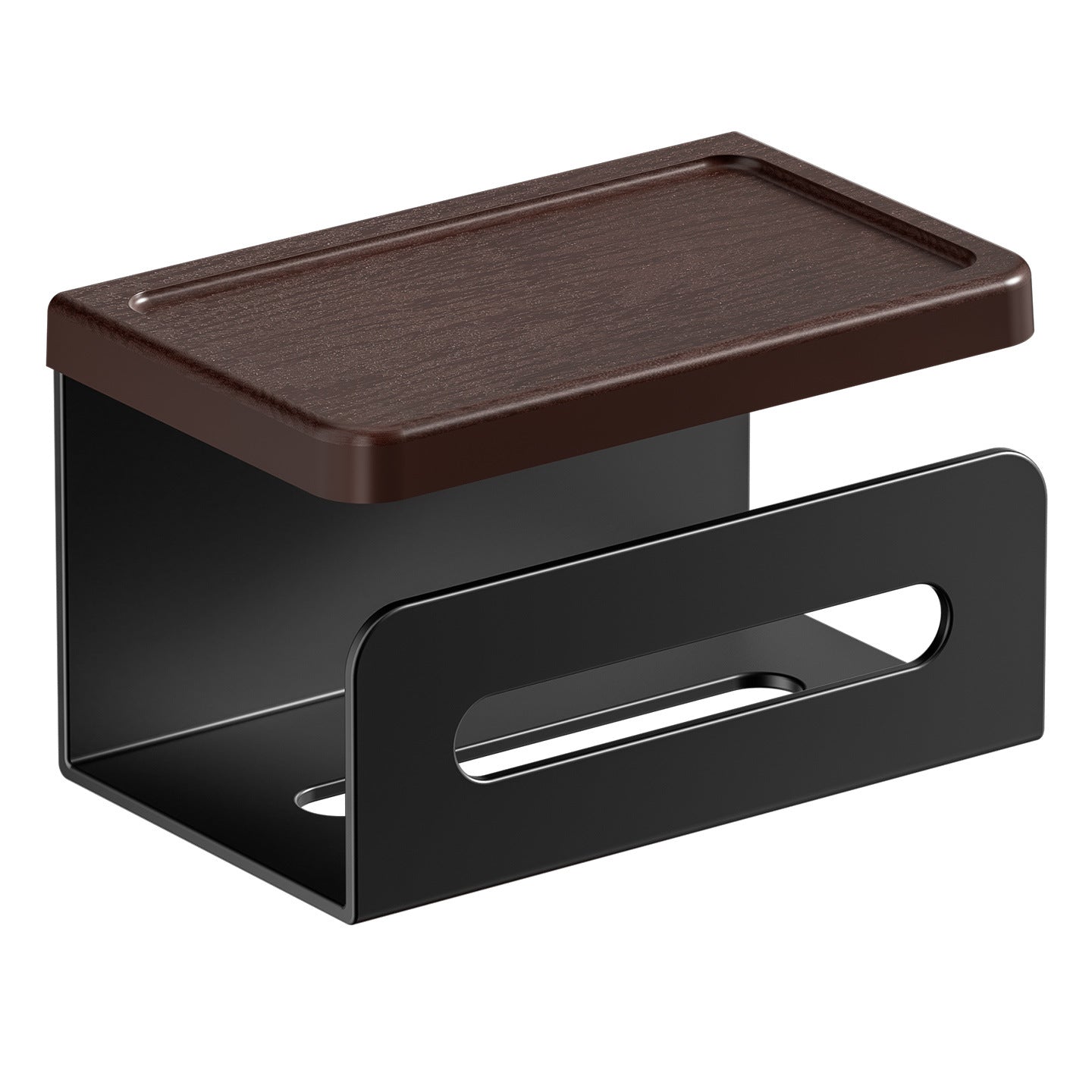 Walnut Wood Grain Bathroom Paper Towel Holder Wall Mount Storage Rack